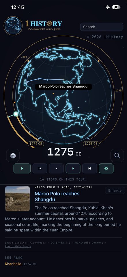 Le périple de Marco Polo tracé à travers l'Asie