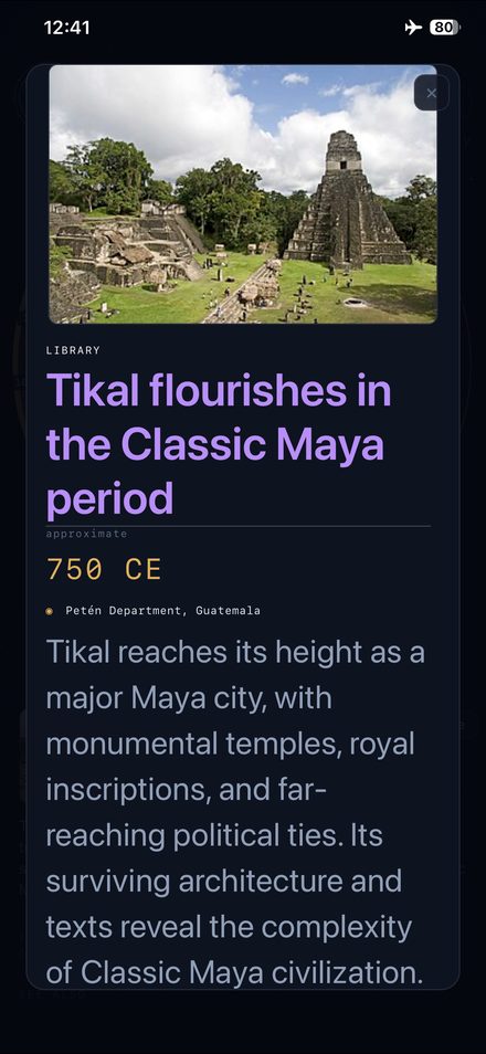 Tikal à l'époque classique maya, avec sa photo